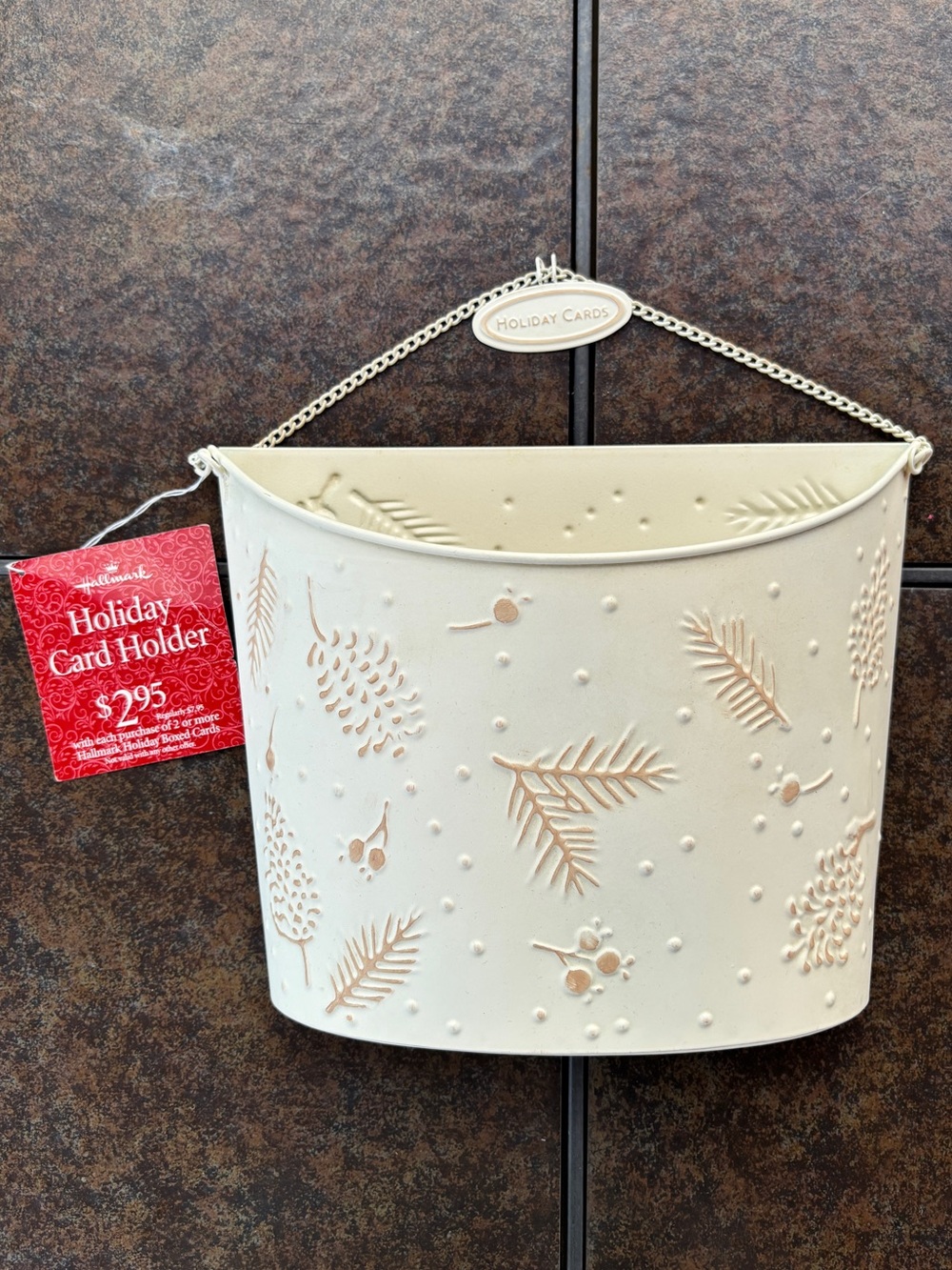 Hallmark Holiday Card Holder  - Cream/Gold